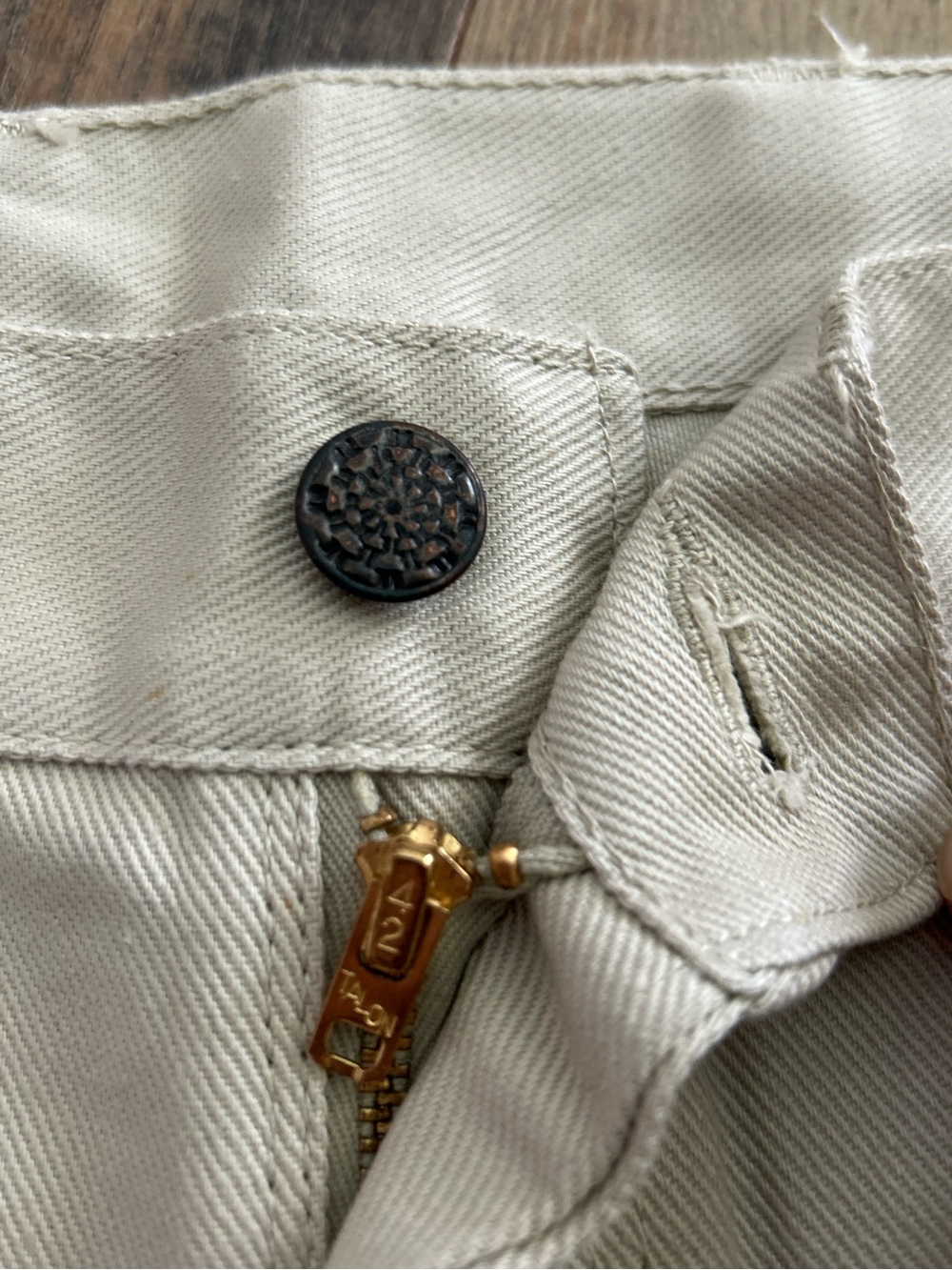Vintage 70s Cream Denim Jeans Deadstock 29x32 - Picture 3 of 5
